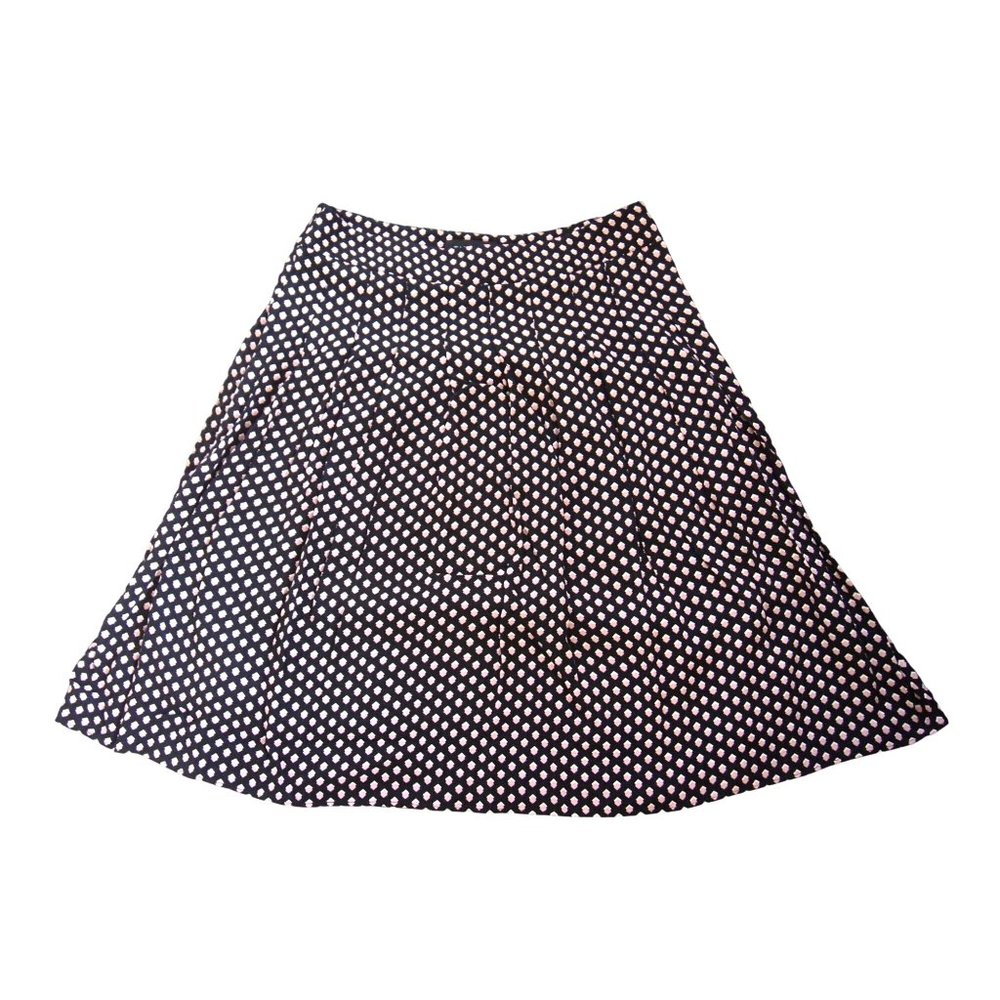 Talbots Womens Skirt 6 A-Line Pleated Black Pink Geometric Knee-Length